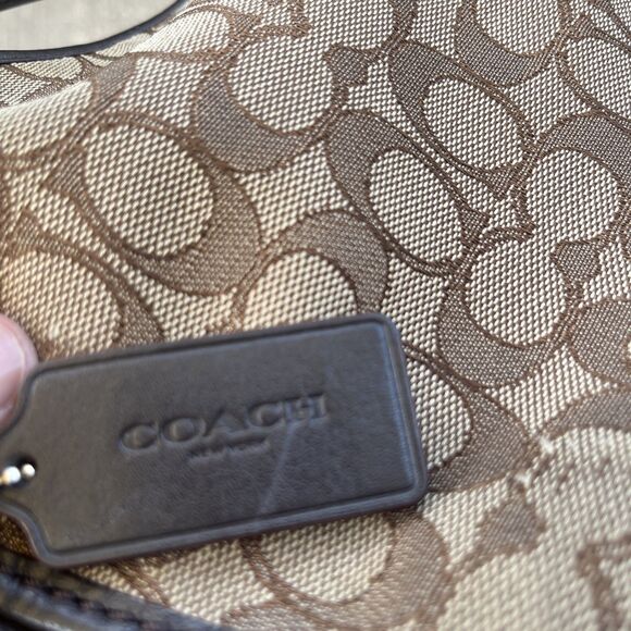 COACH Women's Signature Canvas Brown Leather Duffle Handbag Classic Design - Picture 14 of 16